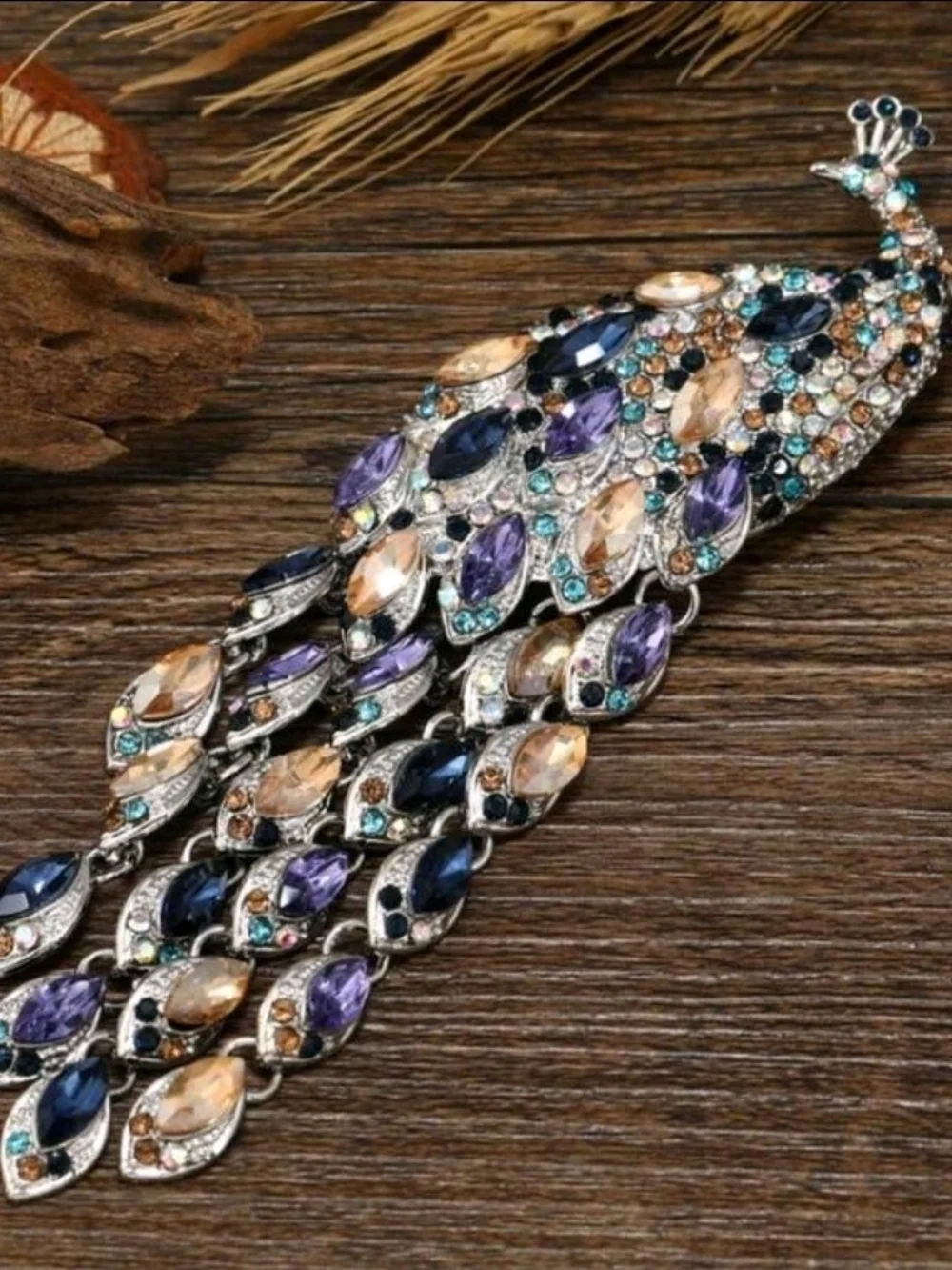 Multi-Color Crystal Peacock Pendant Brooch - Women Jewelry